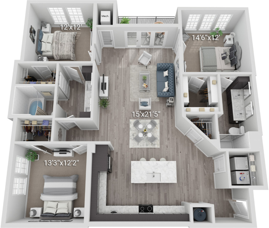 Compass (C1) | 3 Bedroom, 2 Bath