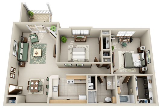 2 Bedroom 2 Bath (C)